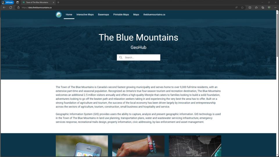 Screenshot of Data Hub homepage