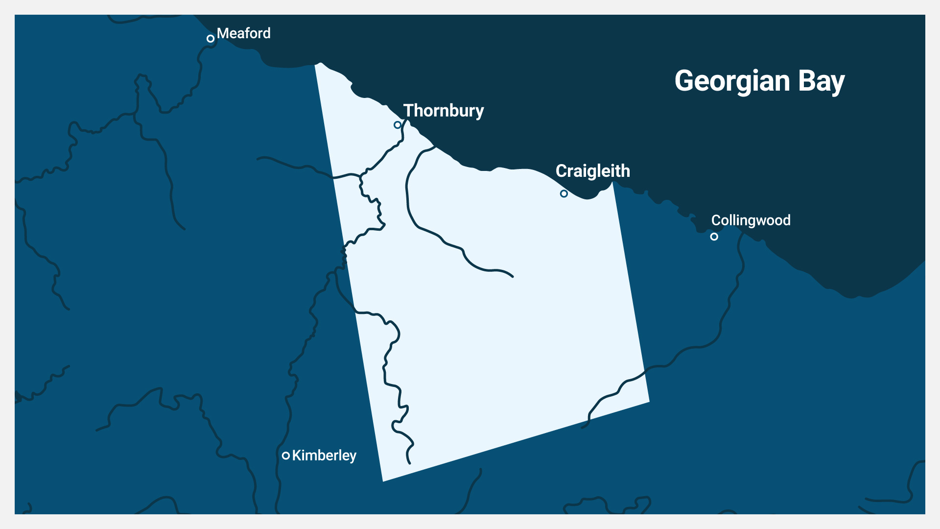 Map showing boundaries of the Town of The Blue Mountains